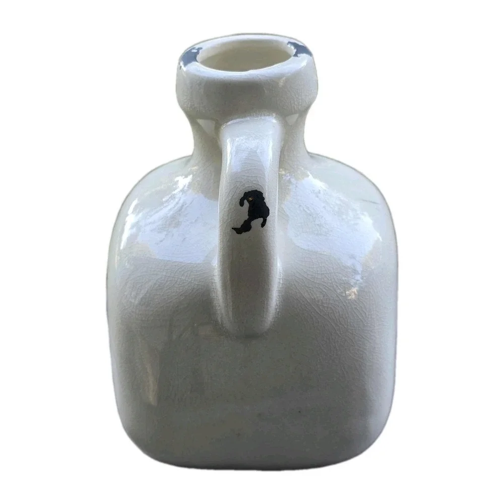 🌿 Vintage Farmhouse Ceramic Decorative Jug Vase  Off-White Crackle Glaze Rustic